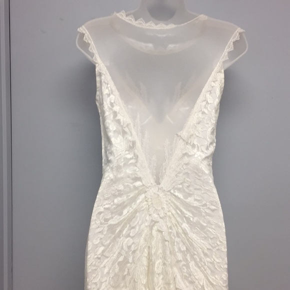 New Leaf by Samir fitted mermaid bead ivory lace deep v 8 10/12 - Picture 4 of 7